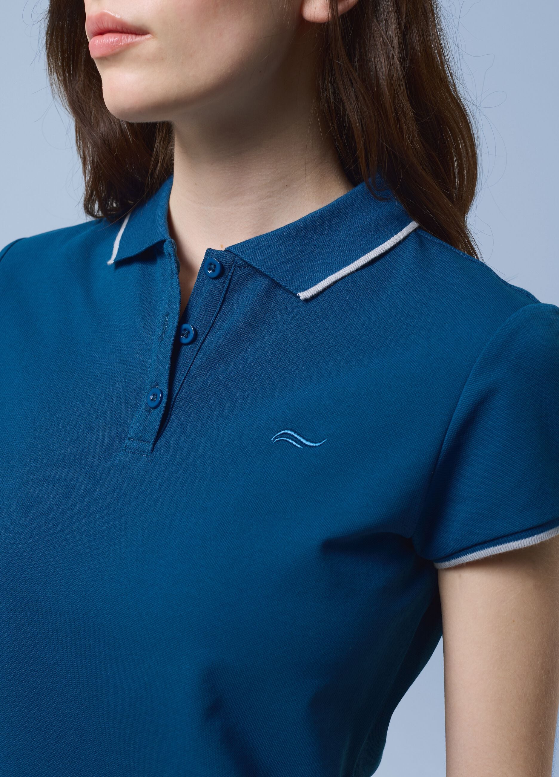 ALTAVIA SAILING blue stretch cotton polo shirt