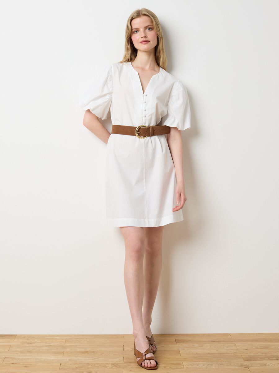 Women's white pure cotton dress regular fit_1