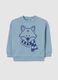 Sky blue children's sweatshirt in pure cotton with oversized fit, print and round neckline_0