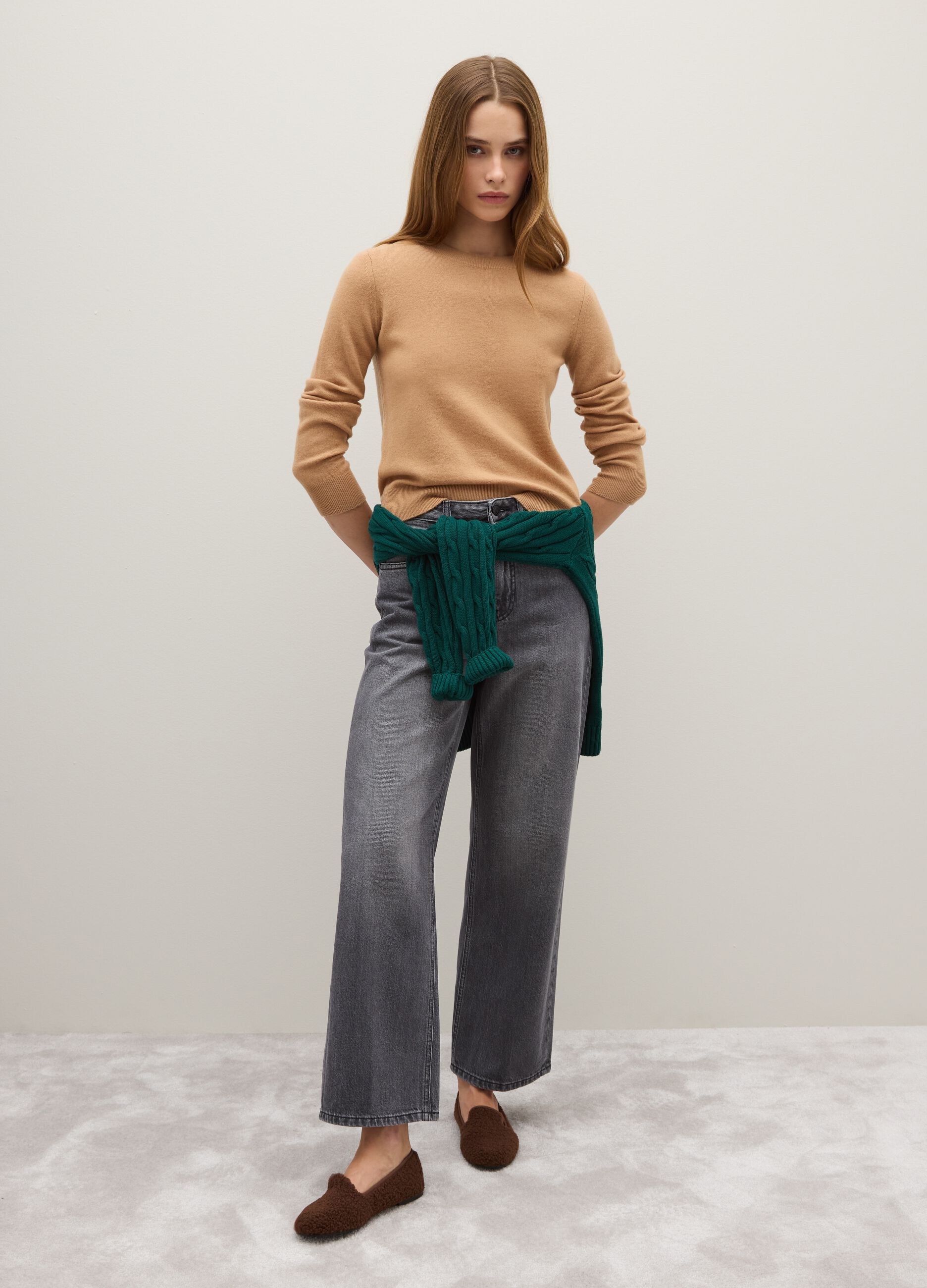 Beige pure wool sweater regular fit