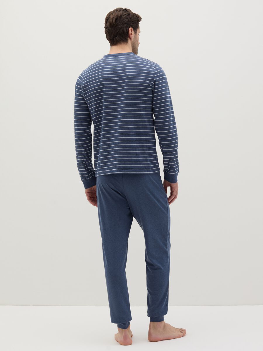 Striped pyjama top with granddad neckline_3