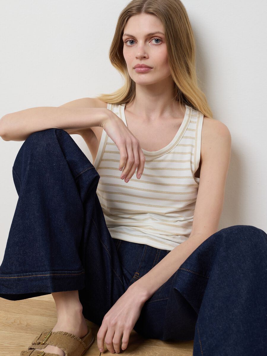 Women's multicolor viscose blend regular fit tank top_0