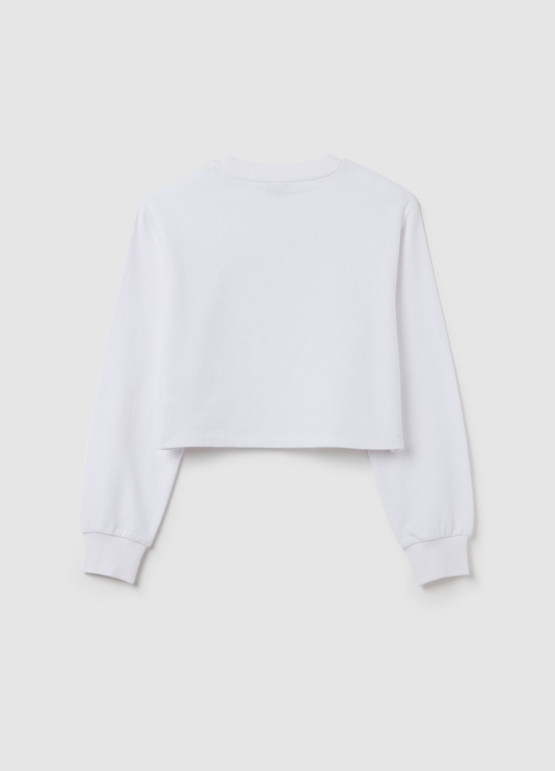 White regular fit pure cotton girls' sweatshirt