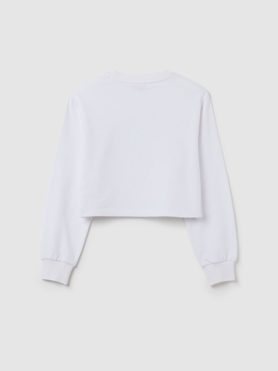 Felpa da ragazze in puro cotone bianca regular fit_1