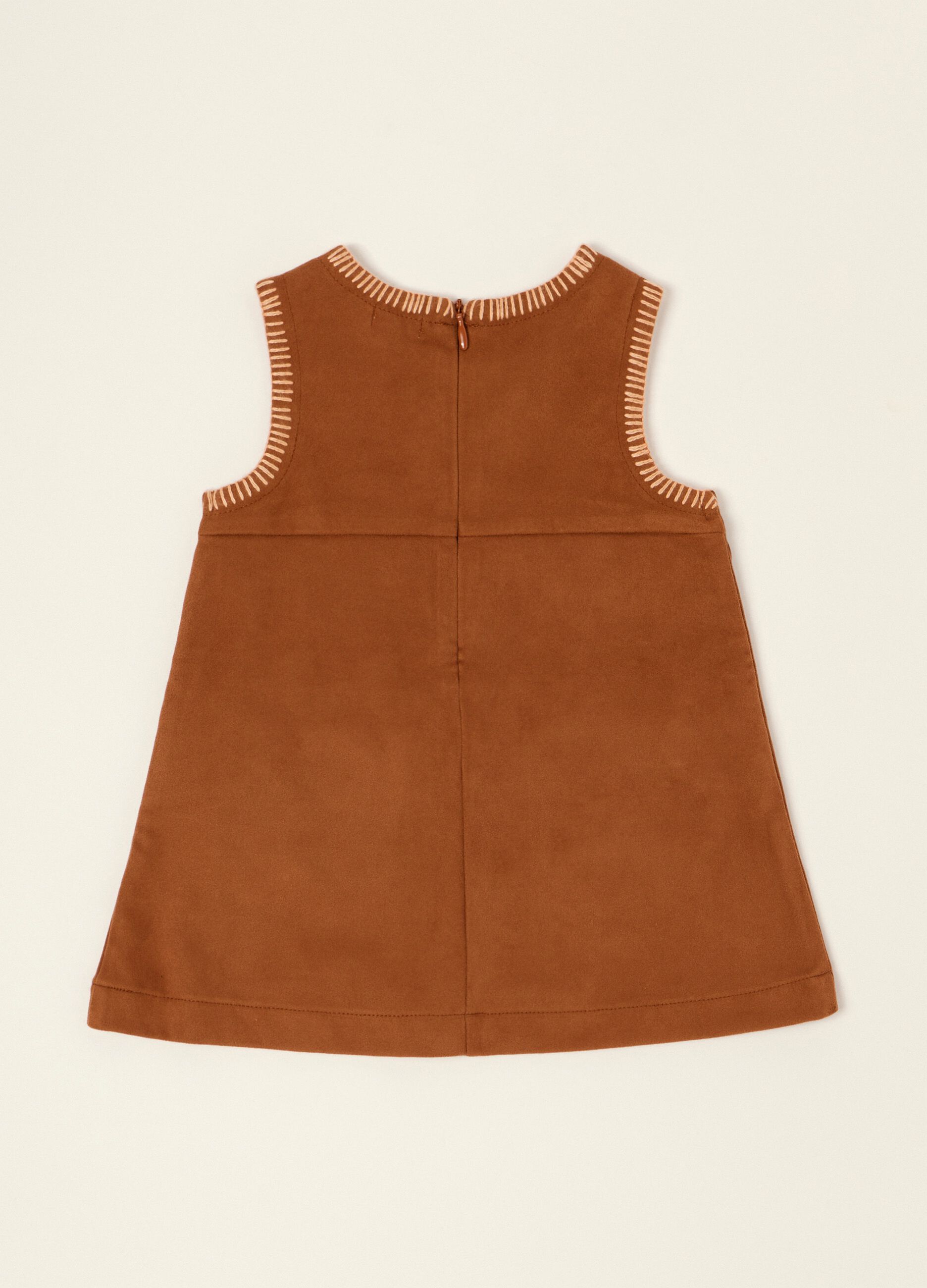 Baby girls&rsquo; brown stretch dress with fringe detailing