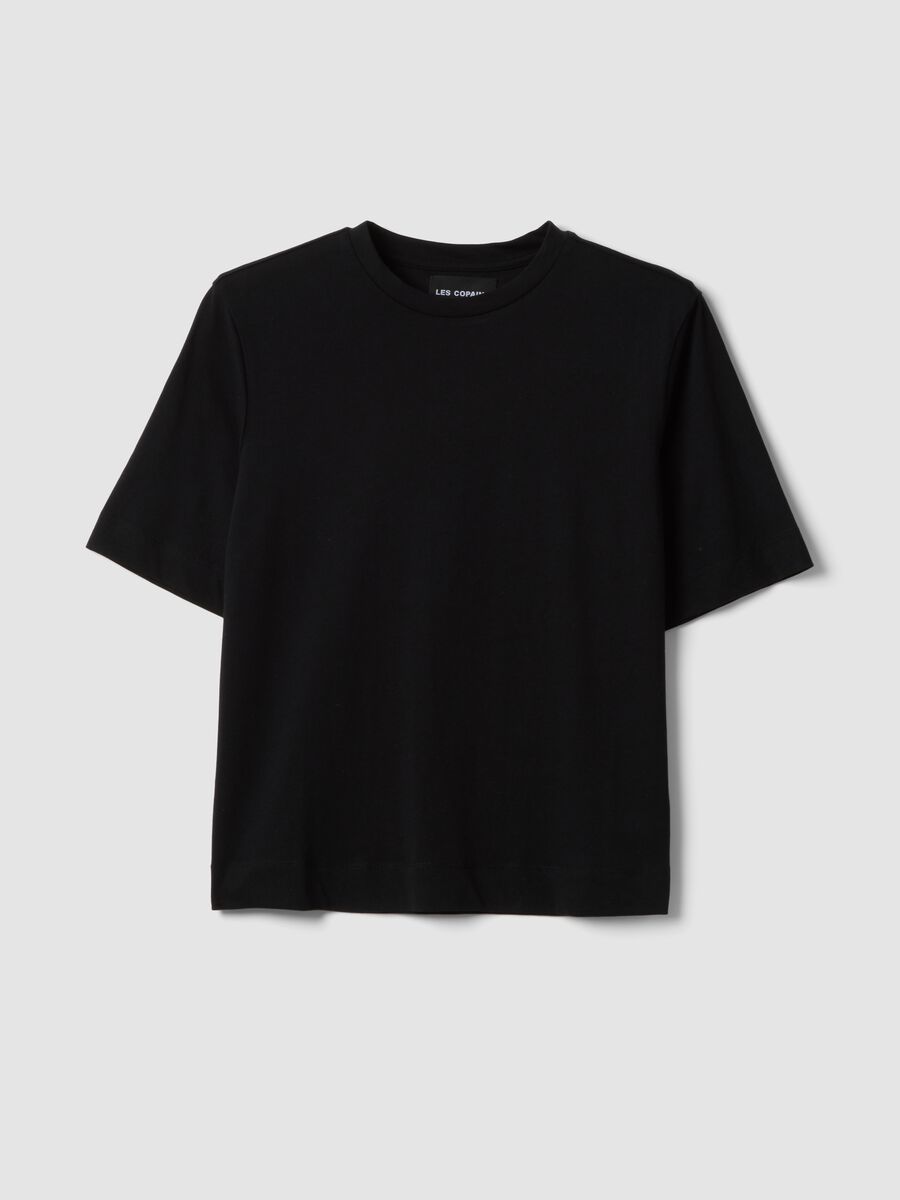 Black pure cotton short-sleeve T-shirt_0