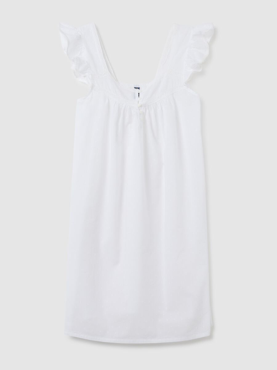 Abito da donna in puro cotone bianco con ruches_4