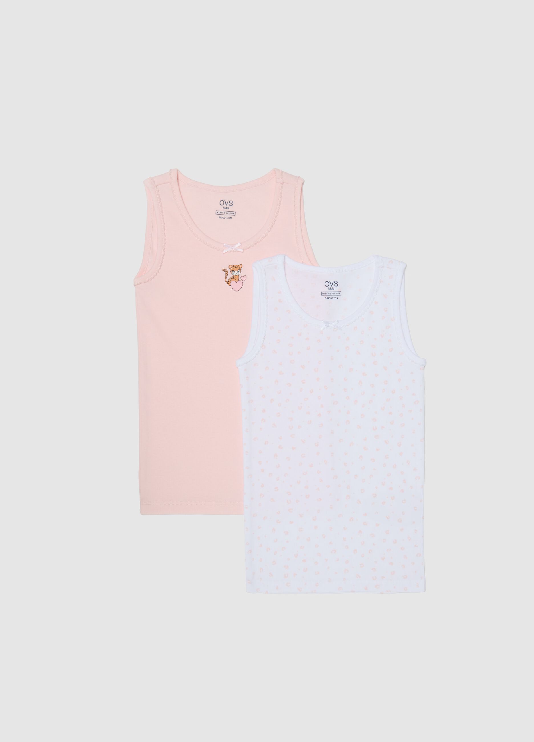 Girls' pure cotton multicolor vest twin pack