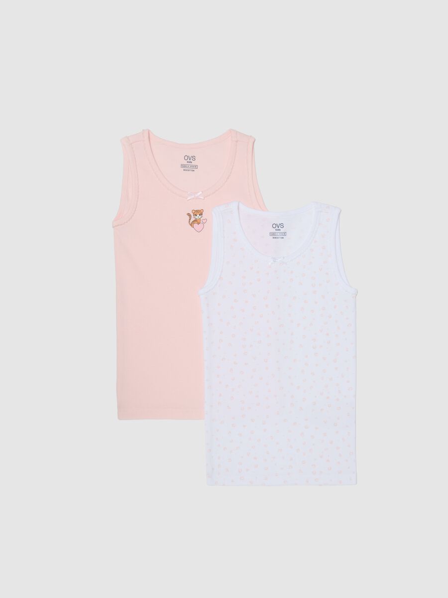Girls' pure cotton multicolor vest twin pack_0