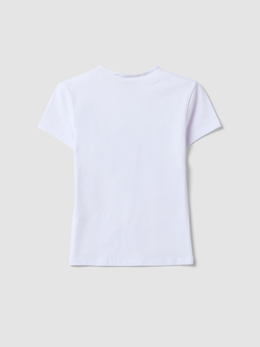 White fitted pure cotton T-shirt with Six Seven front print_1