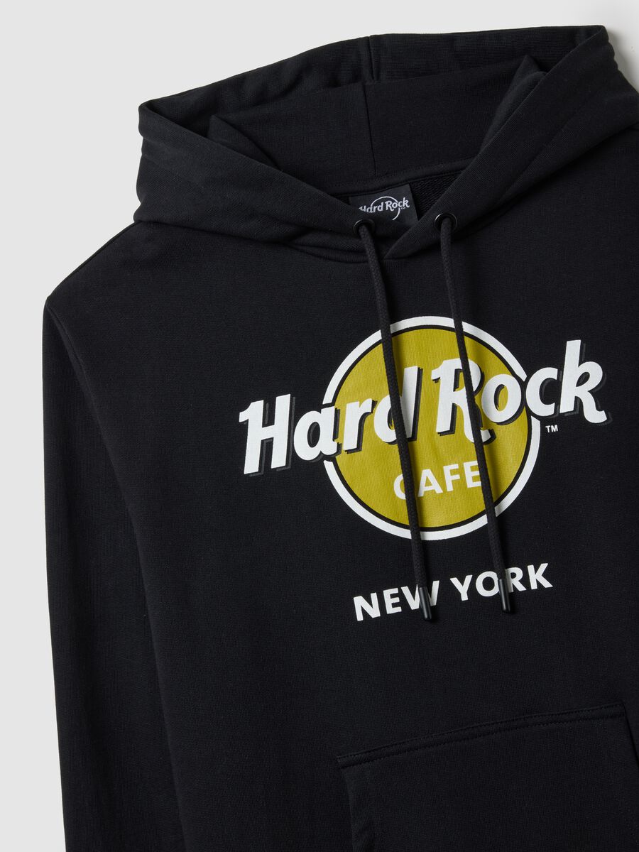 Black pure cotton regular fit hoodie with Hard Rock Cafe logo_5