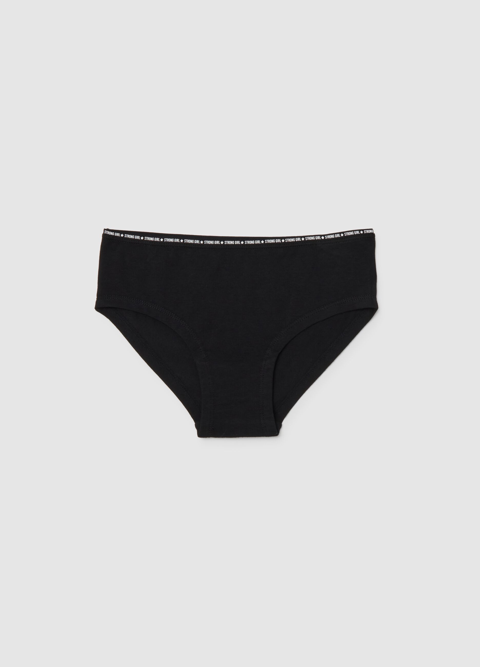 Black Stretch Cotton Girls' Briefs