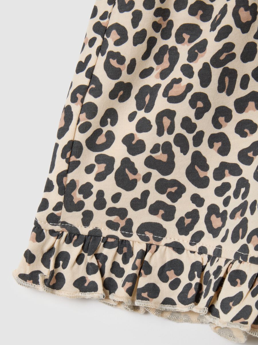 Shorts da bambina in puro cotone multicolor regular fit con volant_3