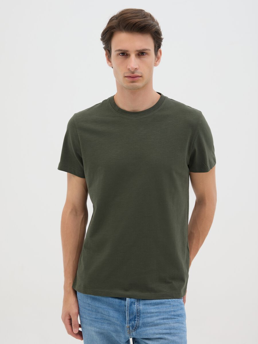 Men's Dark Green Crew Neck Fitted T-shirt_0