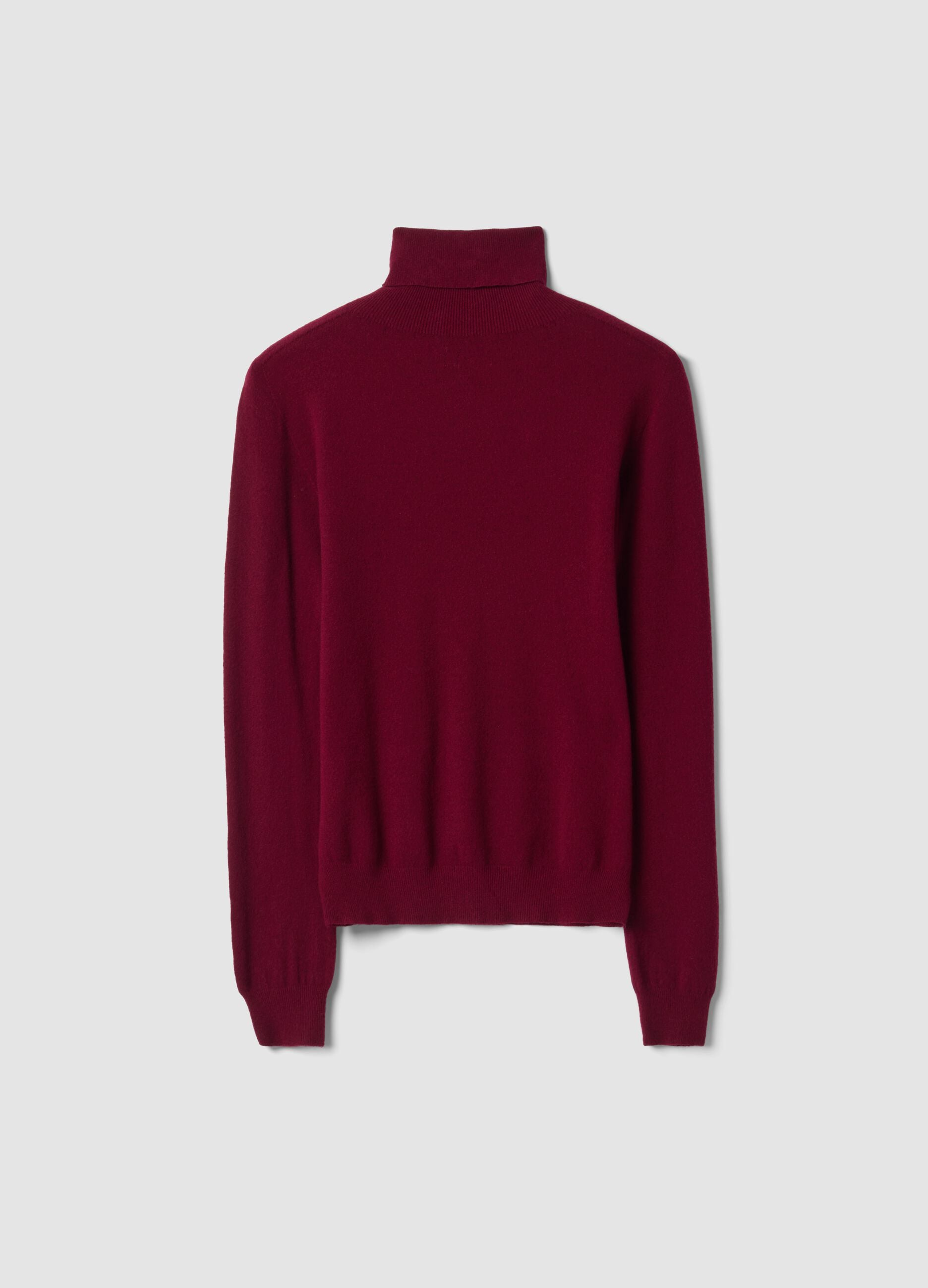 Red high-neck jumper in viscose-wool blend, regular fit