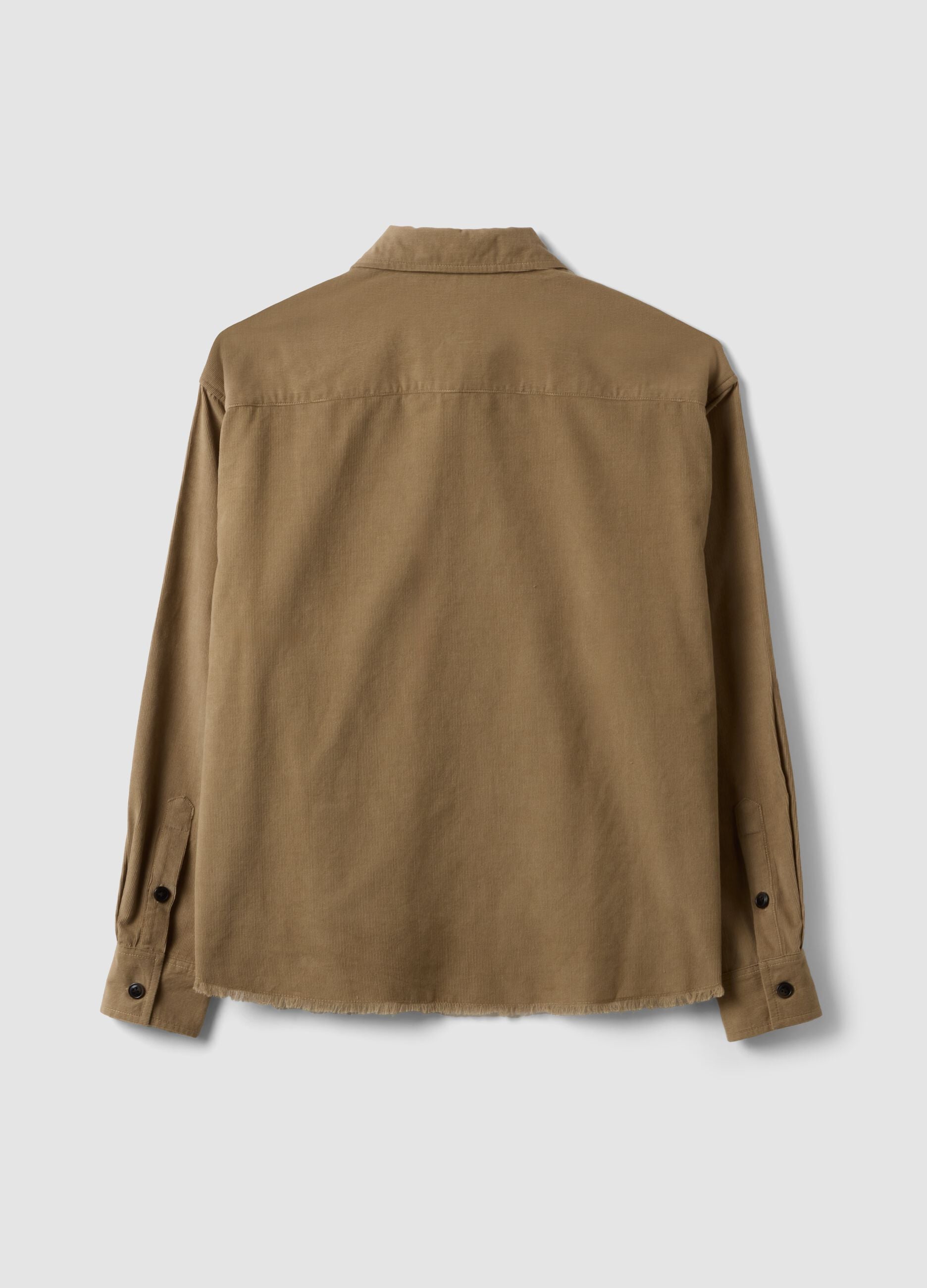Beige pure cotton poplin shirt with oversized fit