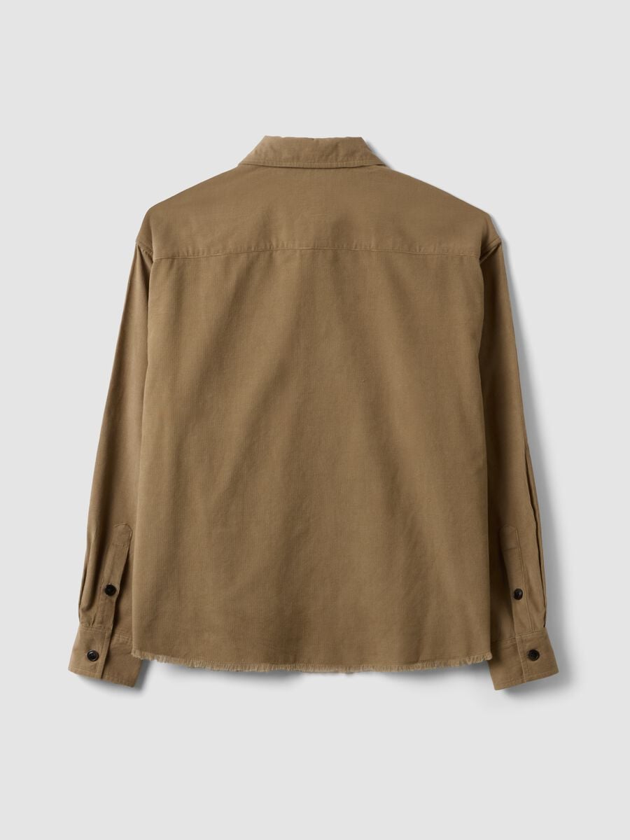 Camicia popeline beige in puro cotone over fit_2