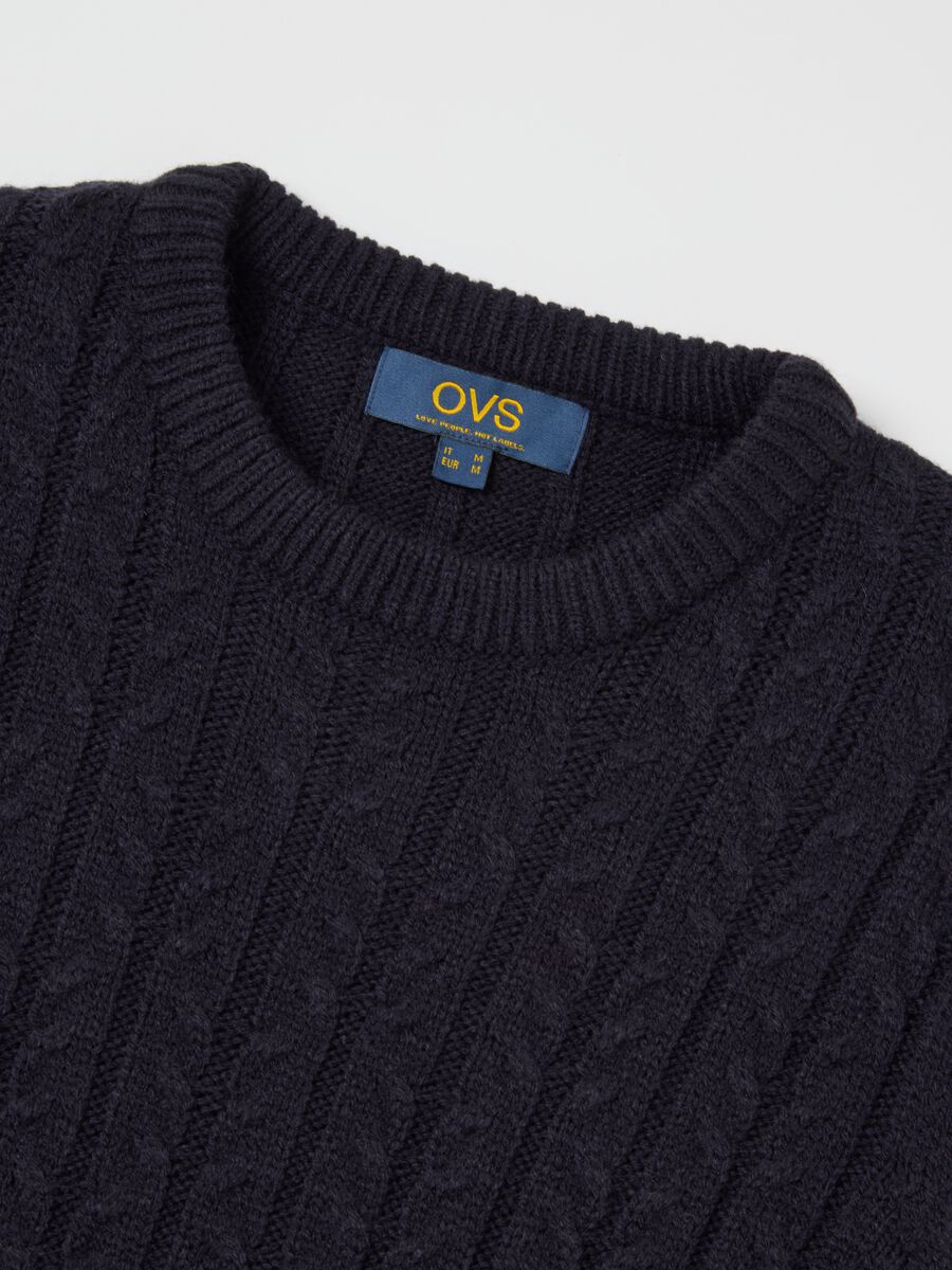 Blue Crew Neck Wool Blend Jumper_5