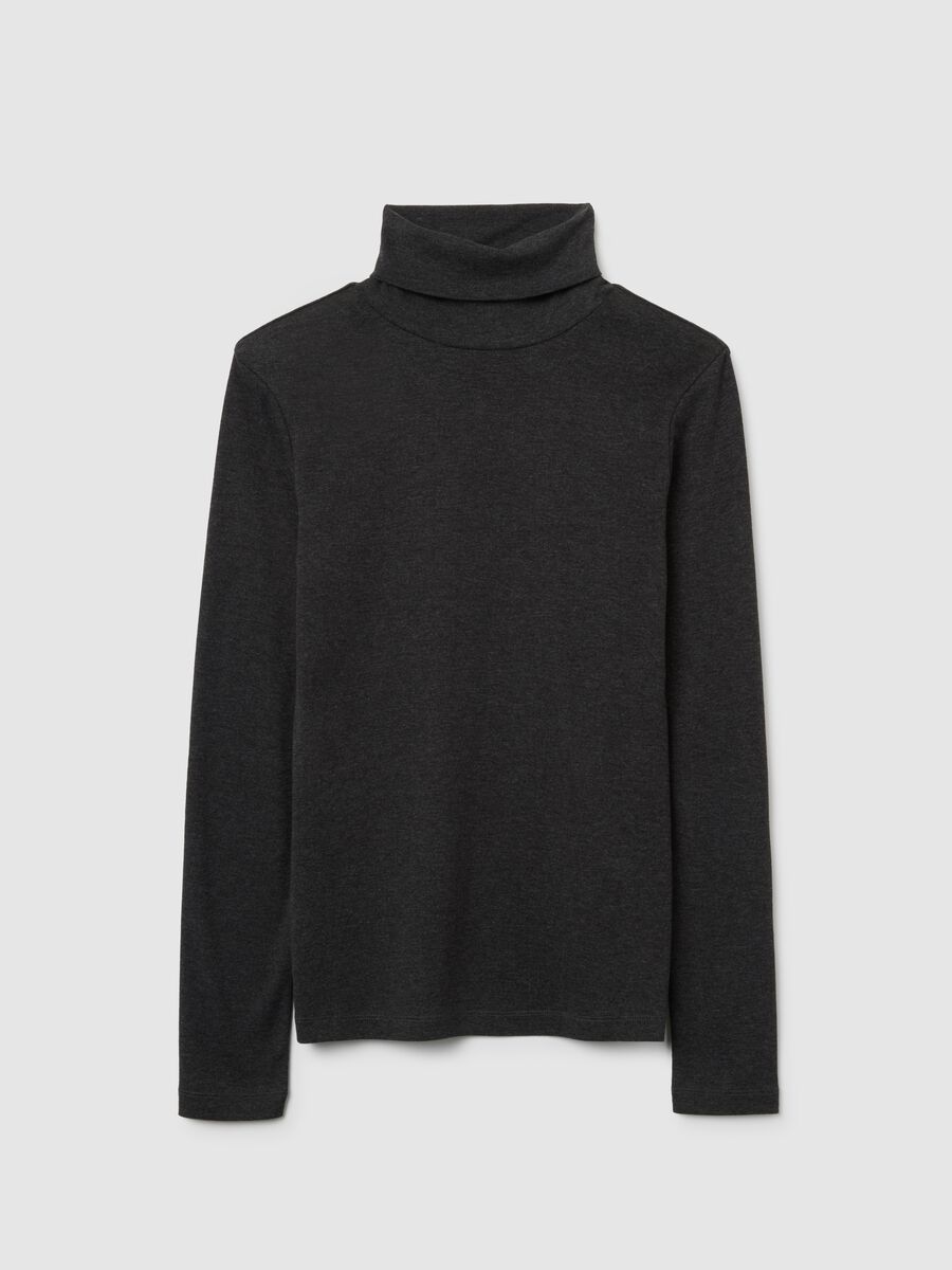 Dolcevita in misto cotone grigia regular fit_4