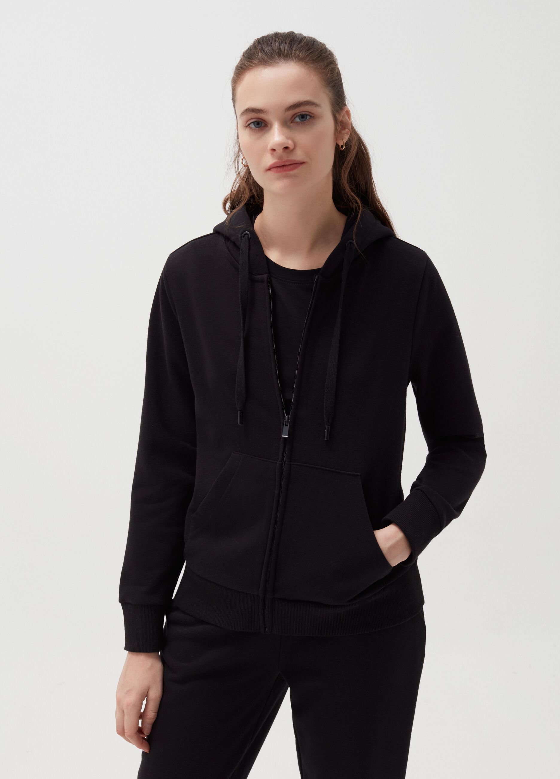 Full-zip plush hoodie