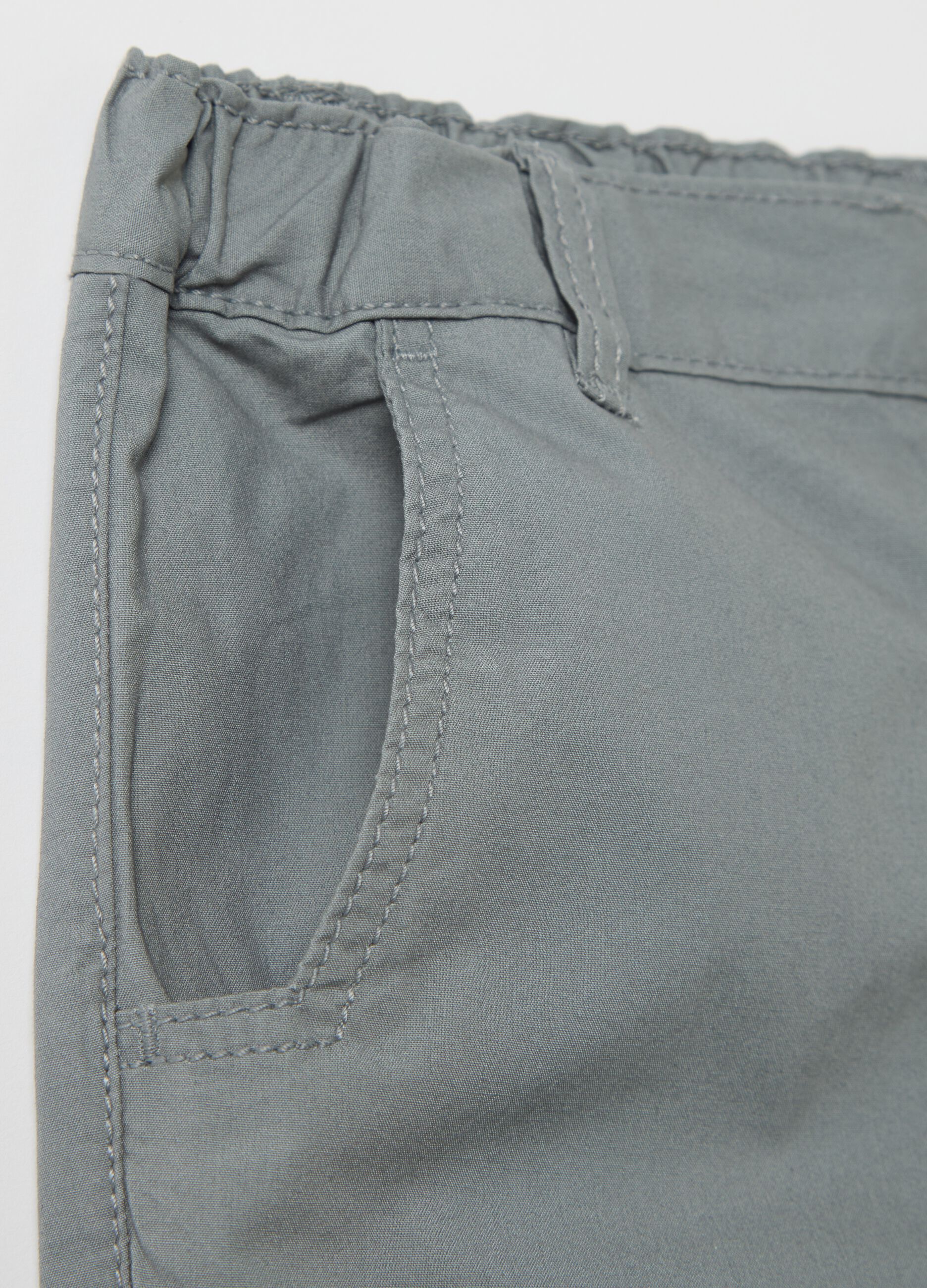 Poplin trousers with elasticated edging