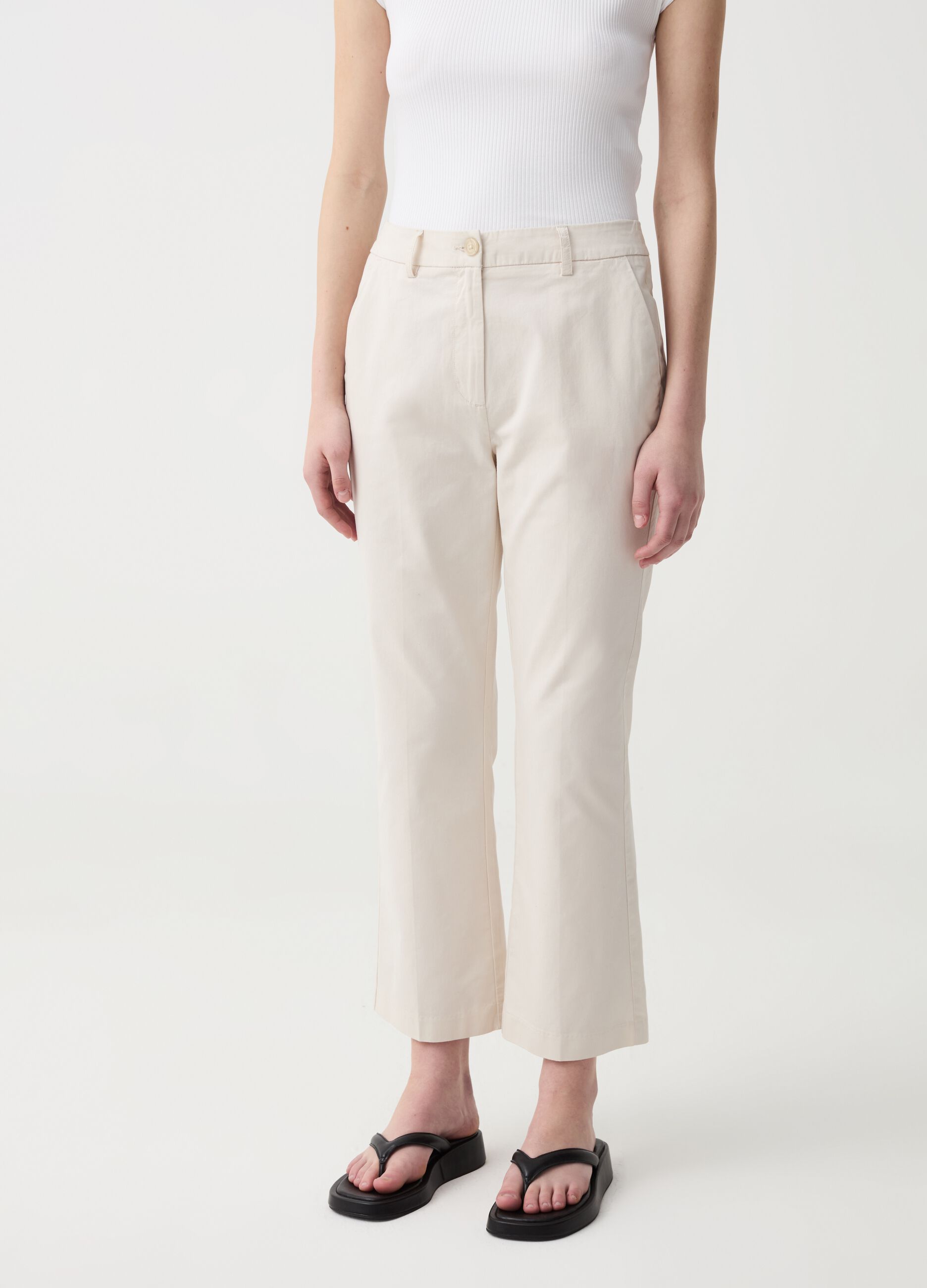 Cropped cigarette trousers in cotton