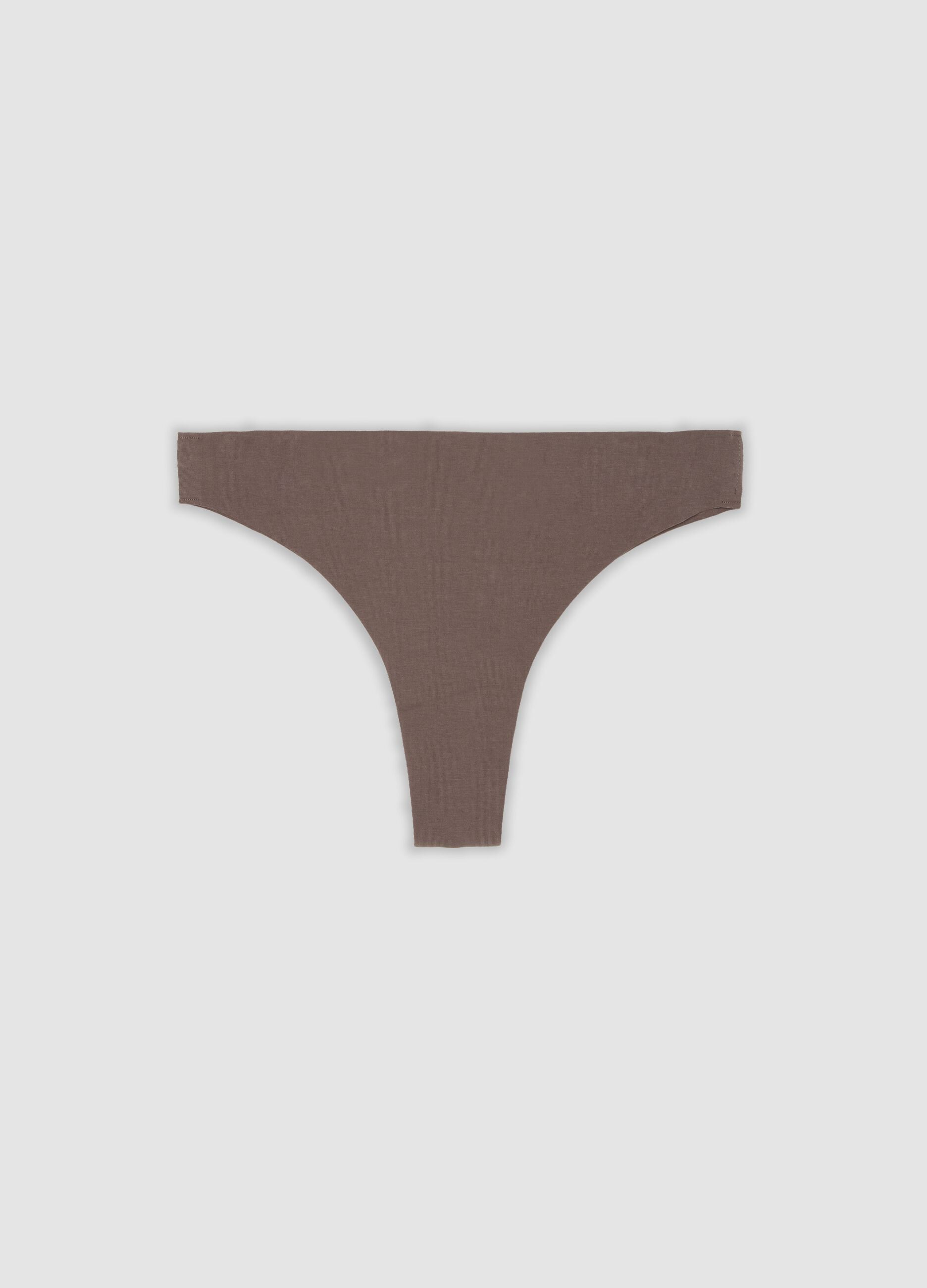 Brown organic stretch-cotton Brazilian knickers