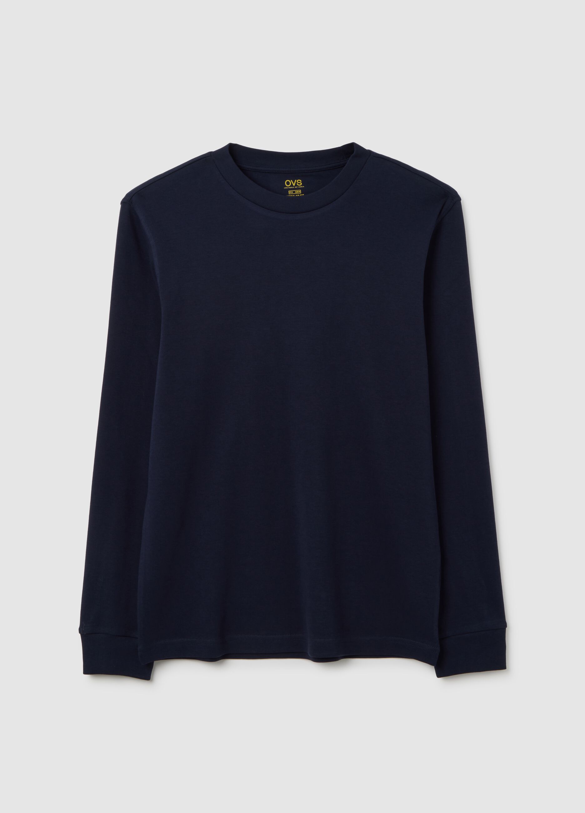 Long sleeve blue cotton t-shirt