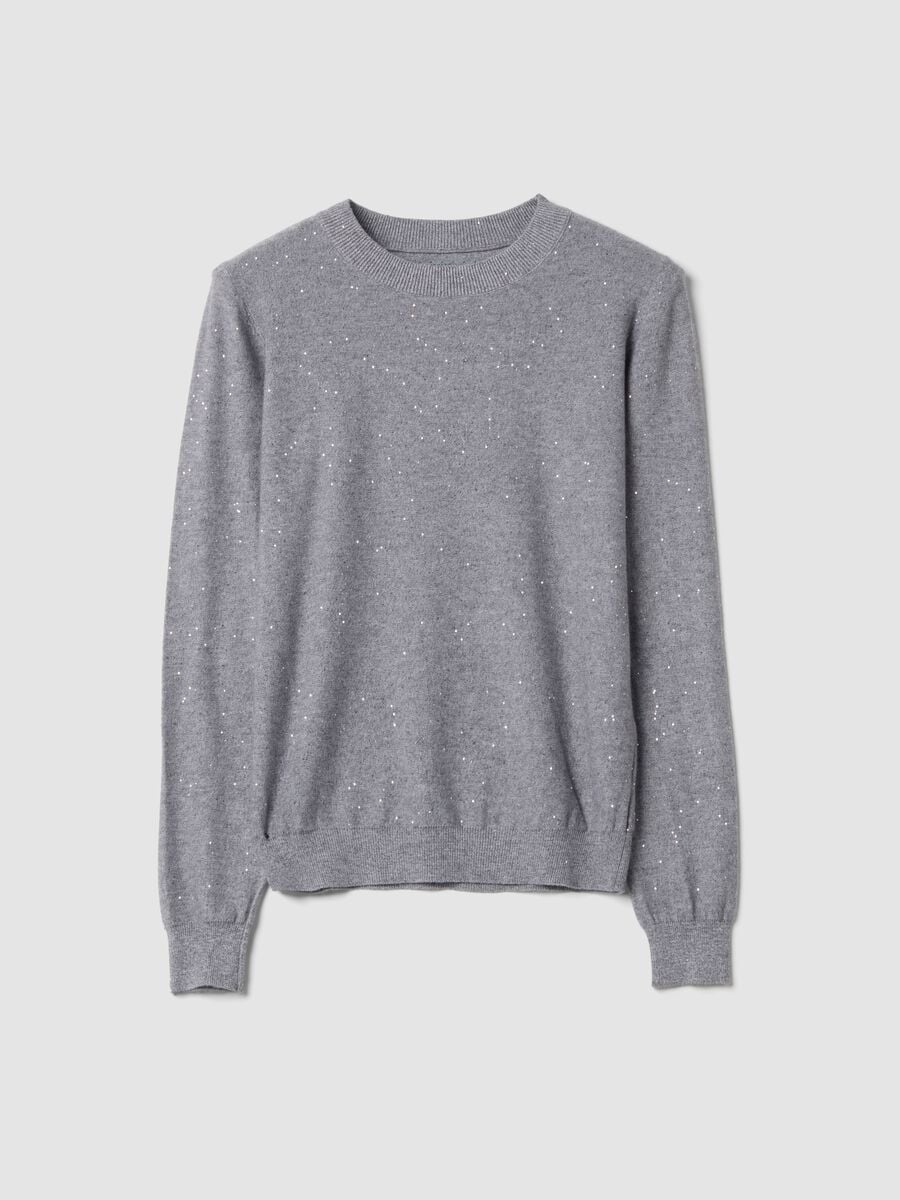 Grey viscose-blend sequin jumper, regular fit_0