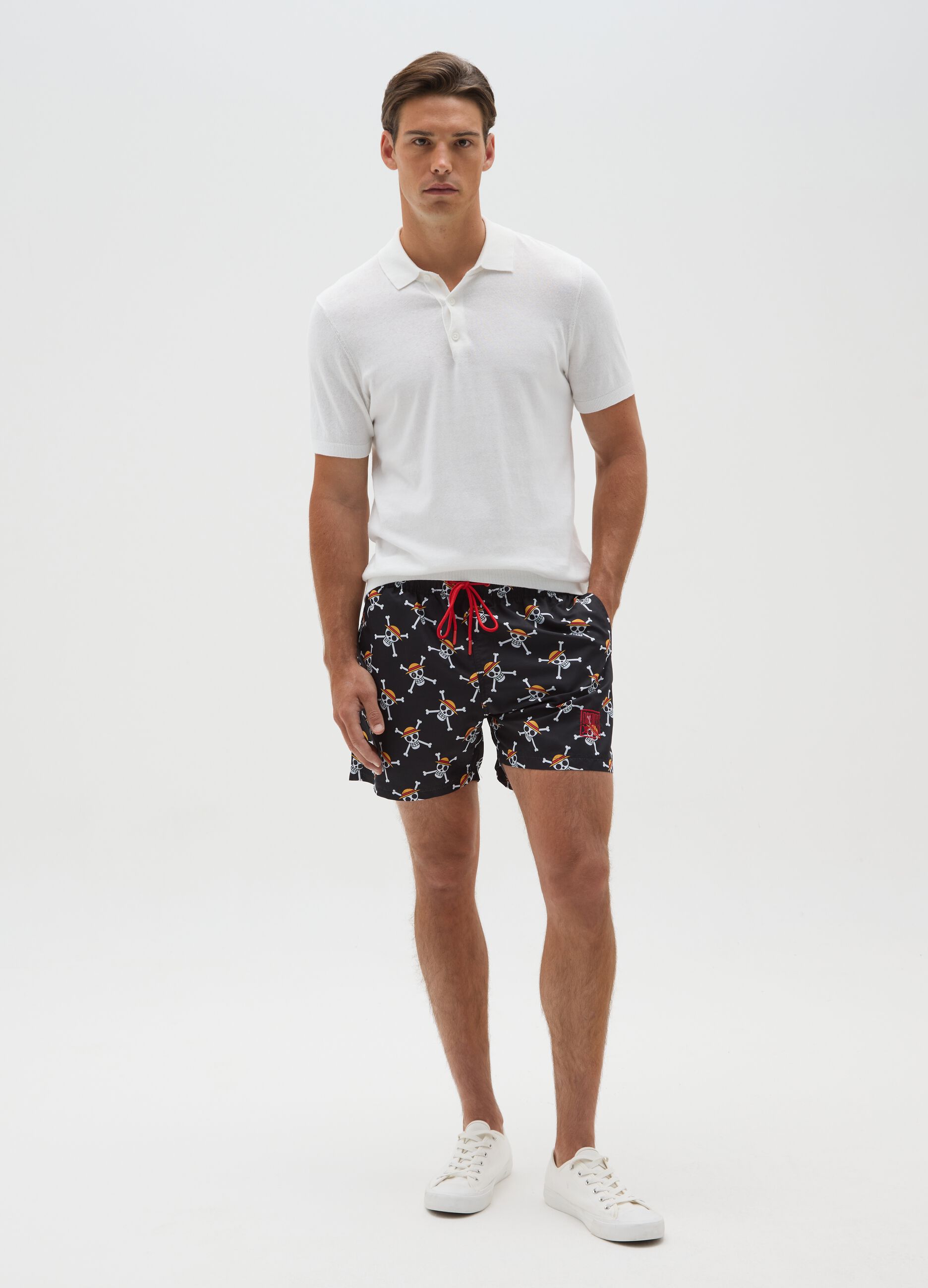 Costume da bagno da uomo in multicolor con teschi