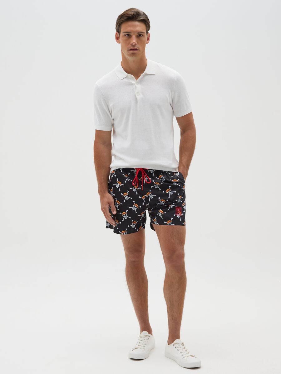Costume da bagno da uomo in multicolor con teschi_0