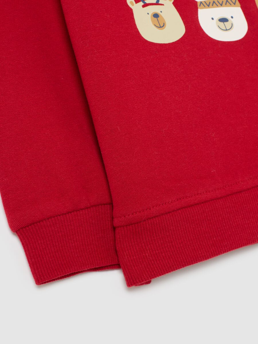 Red child's sweatshirt in pure cotton regular fit with Christmas print_3