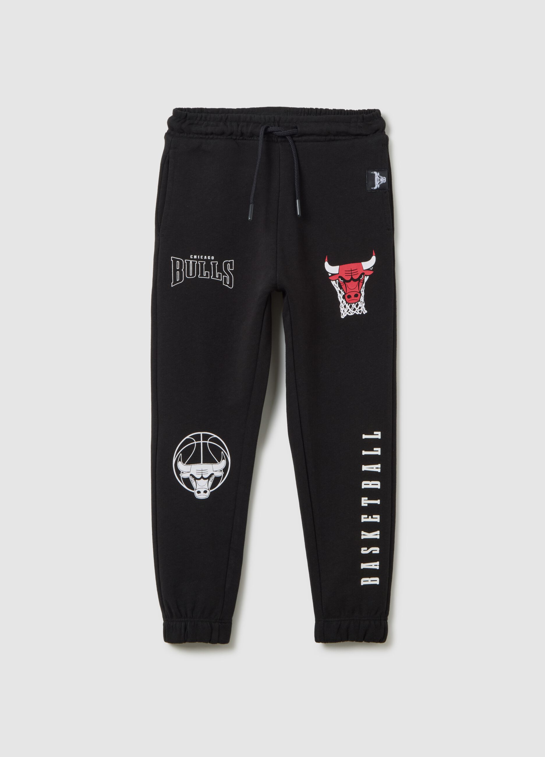 Pantaloni da bambino in puro cotone nero regular fit con elastico in vita