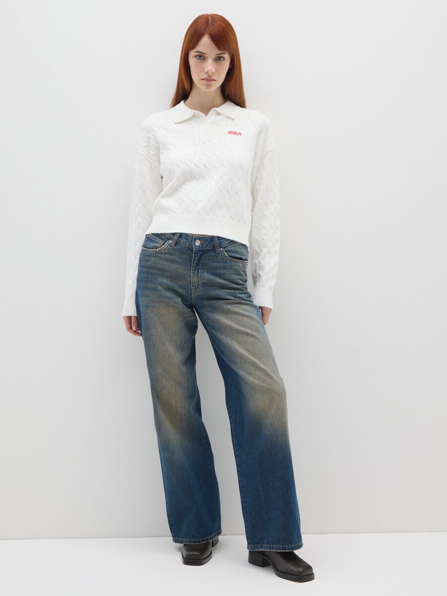 White regular fit jumper with embroidery_1