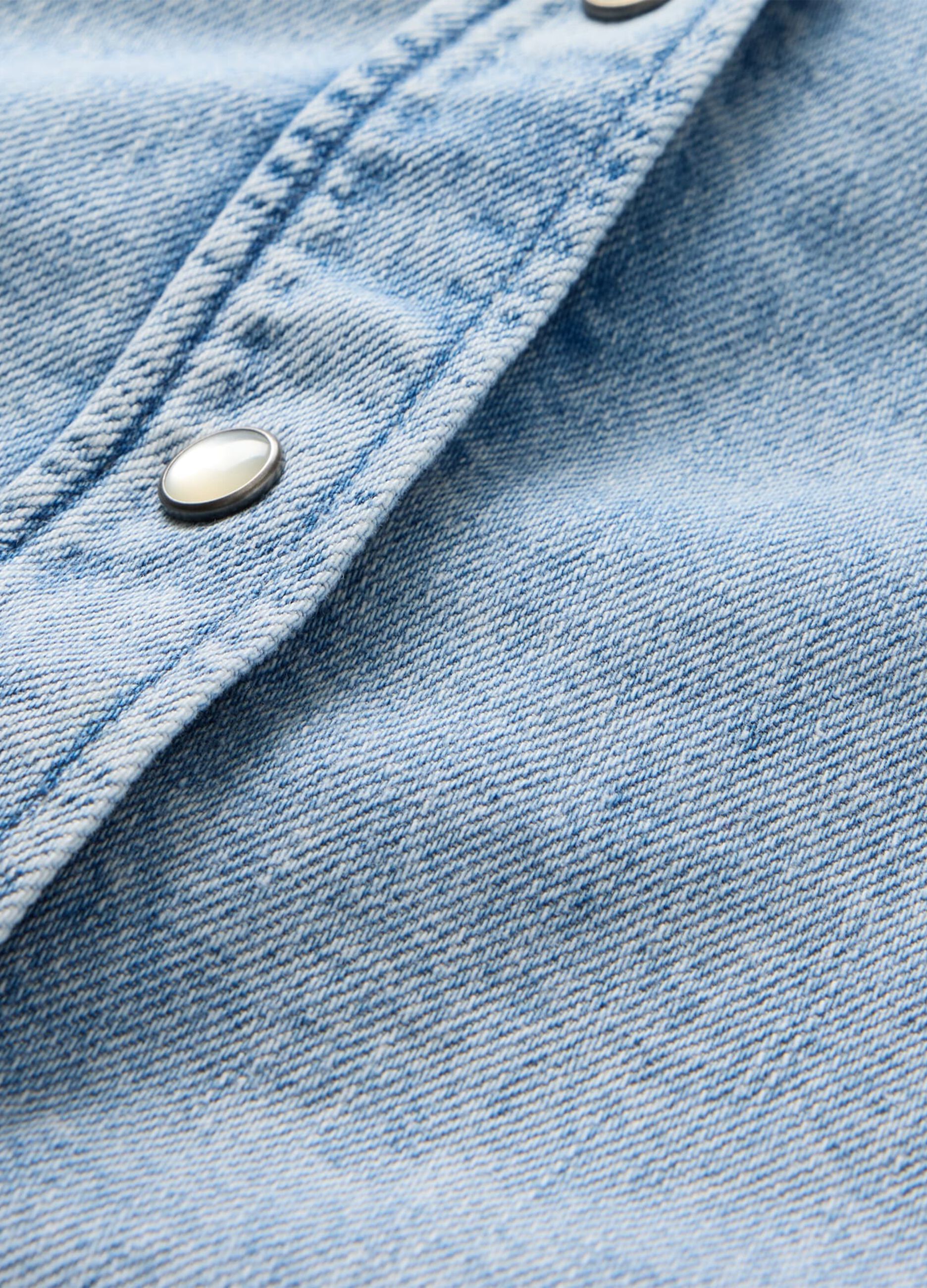 Denim Shirt with Snap Buttons