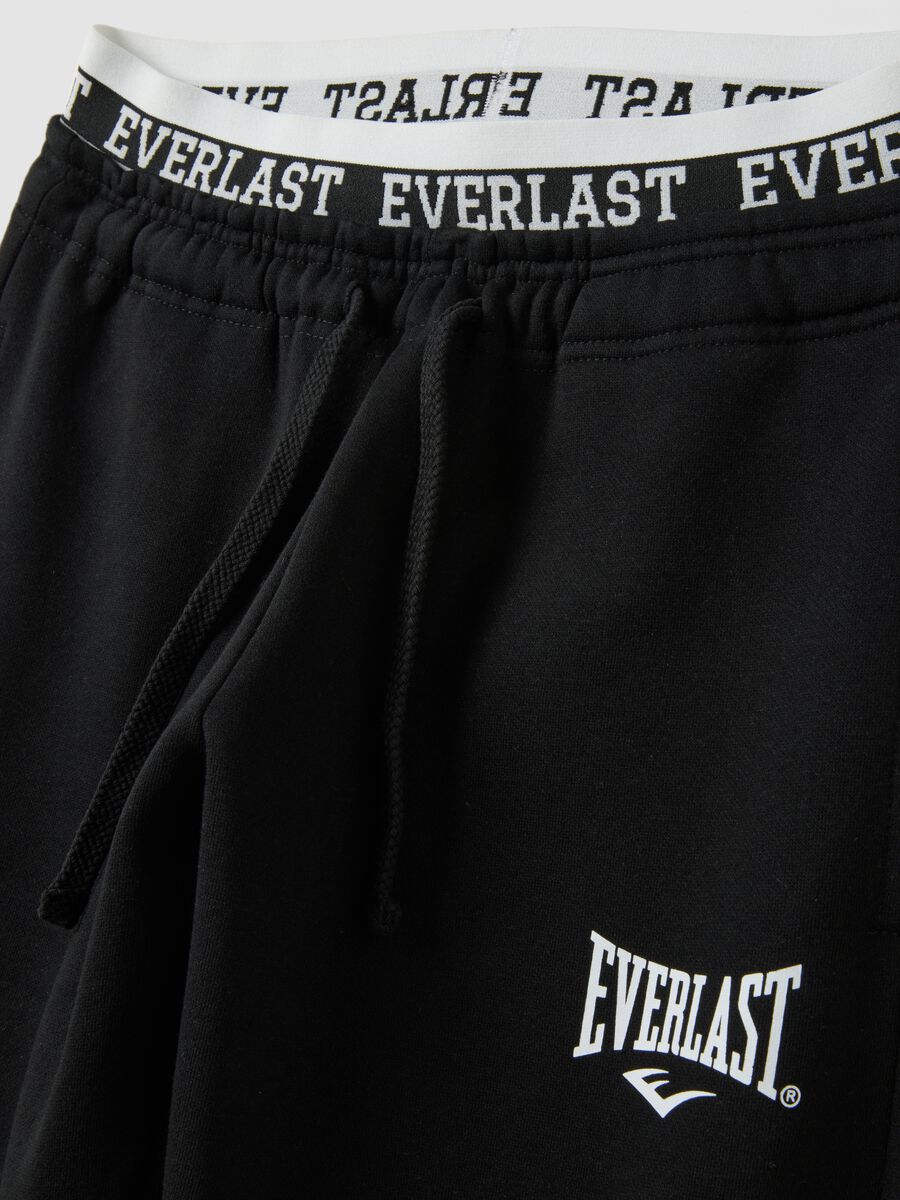 Pantaloni neri in misto cotone regular fit con logo_1