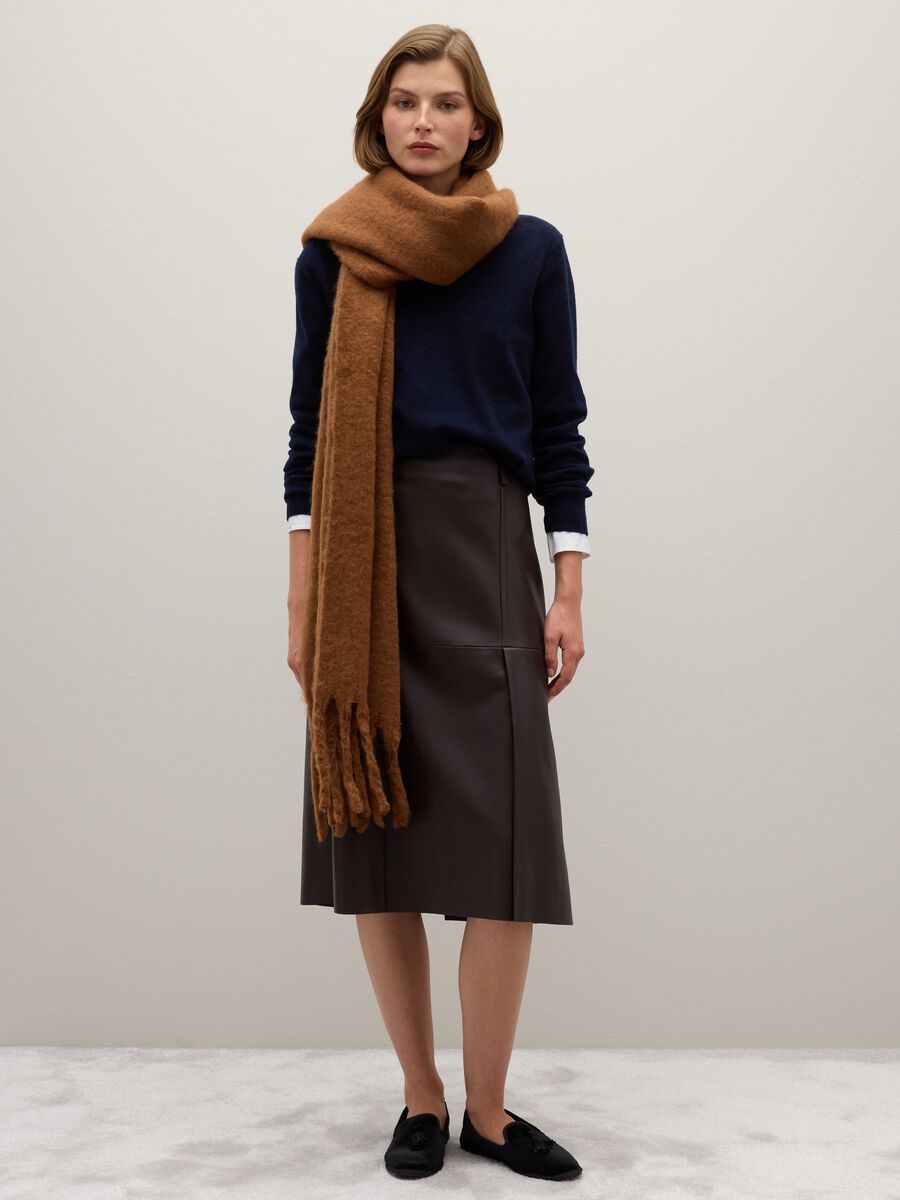 Brown midi skirt regular fit_0