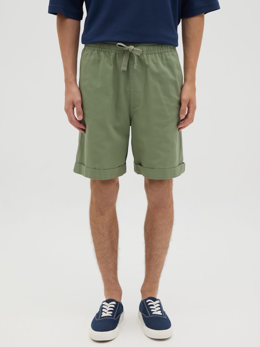 Men's Regular Fit Green Pure Cotton Shorts_1