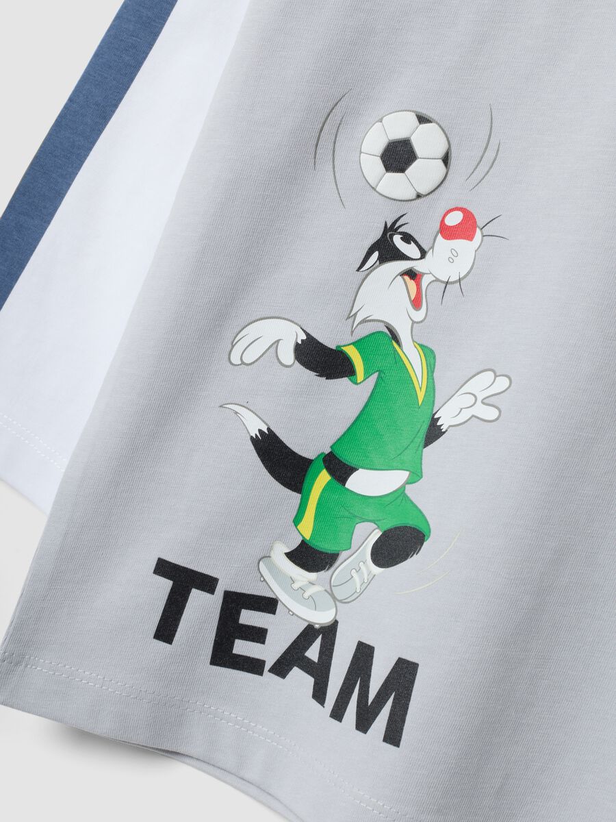 T-shirt grigia in puro cotone a maniche lunghe con stampa Looney Tunes per bambino_3