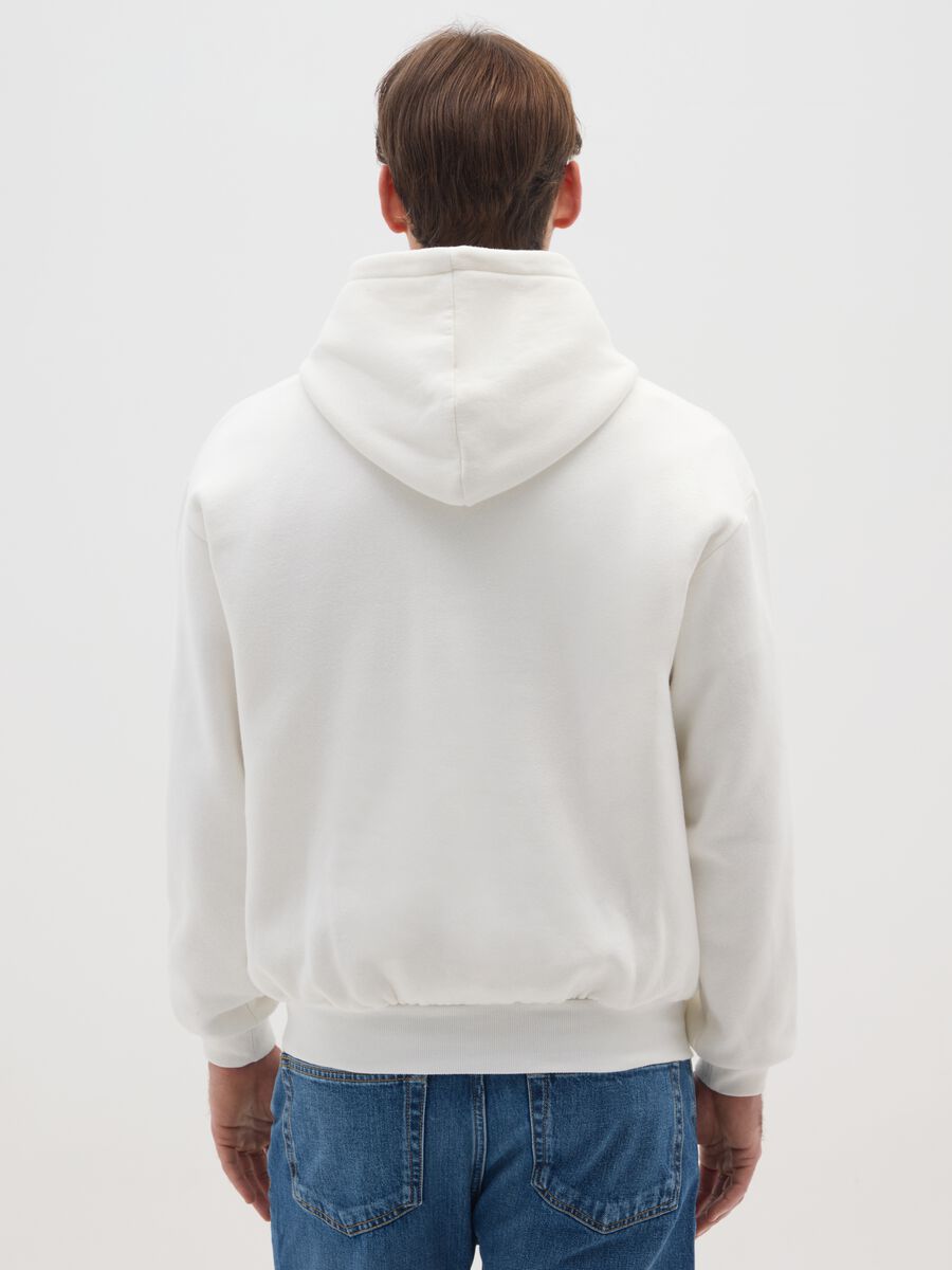 Felpa bianca in misto cotone con cappuccio con logo Lakers_2