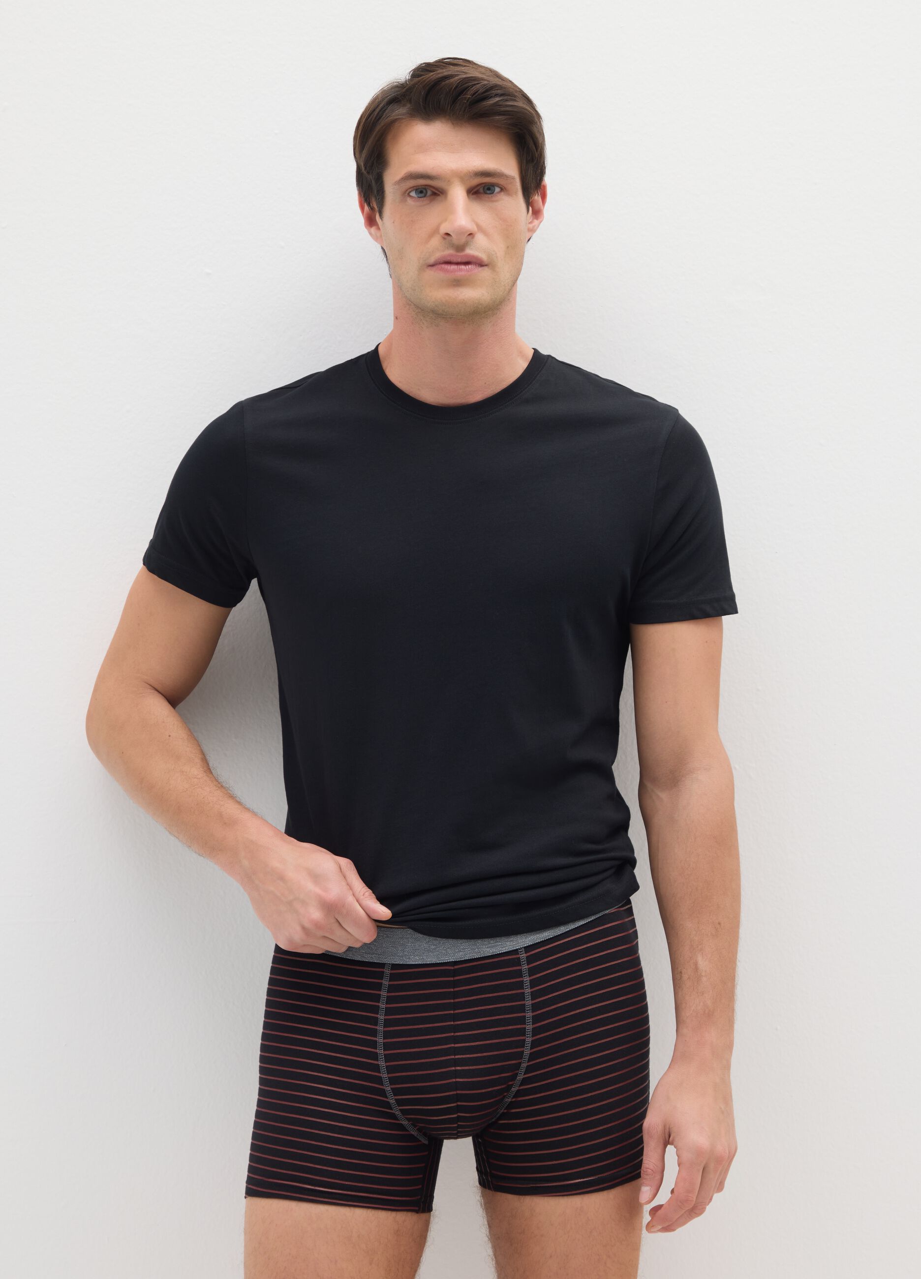 Tripack of multi-colour stretch cotton regular fit boxers