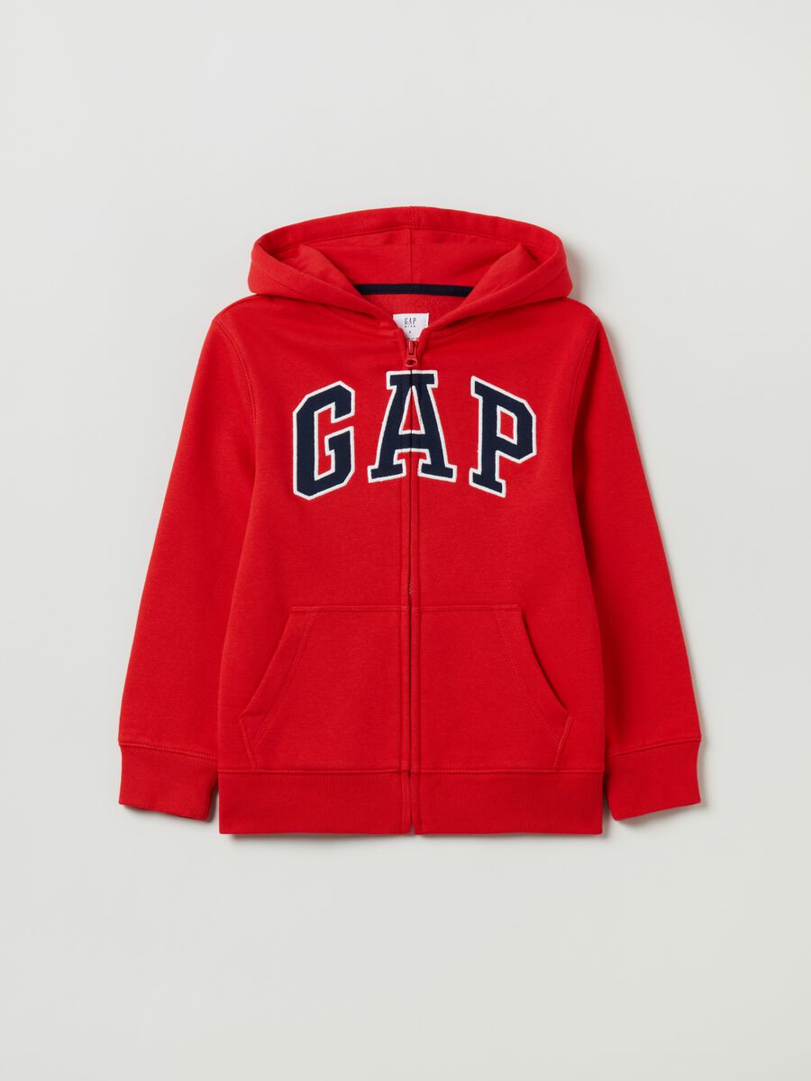 Full-zip fleece sweatshirt with logo embroidery_0