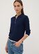 Maglia blu in misto viscosa con colletto polo regular fit_0