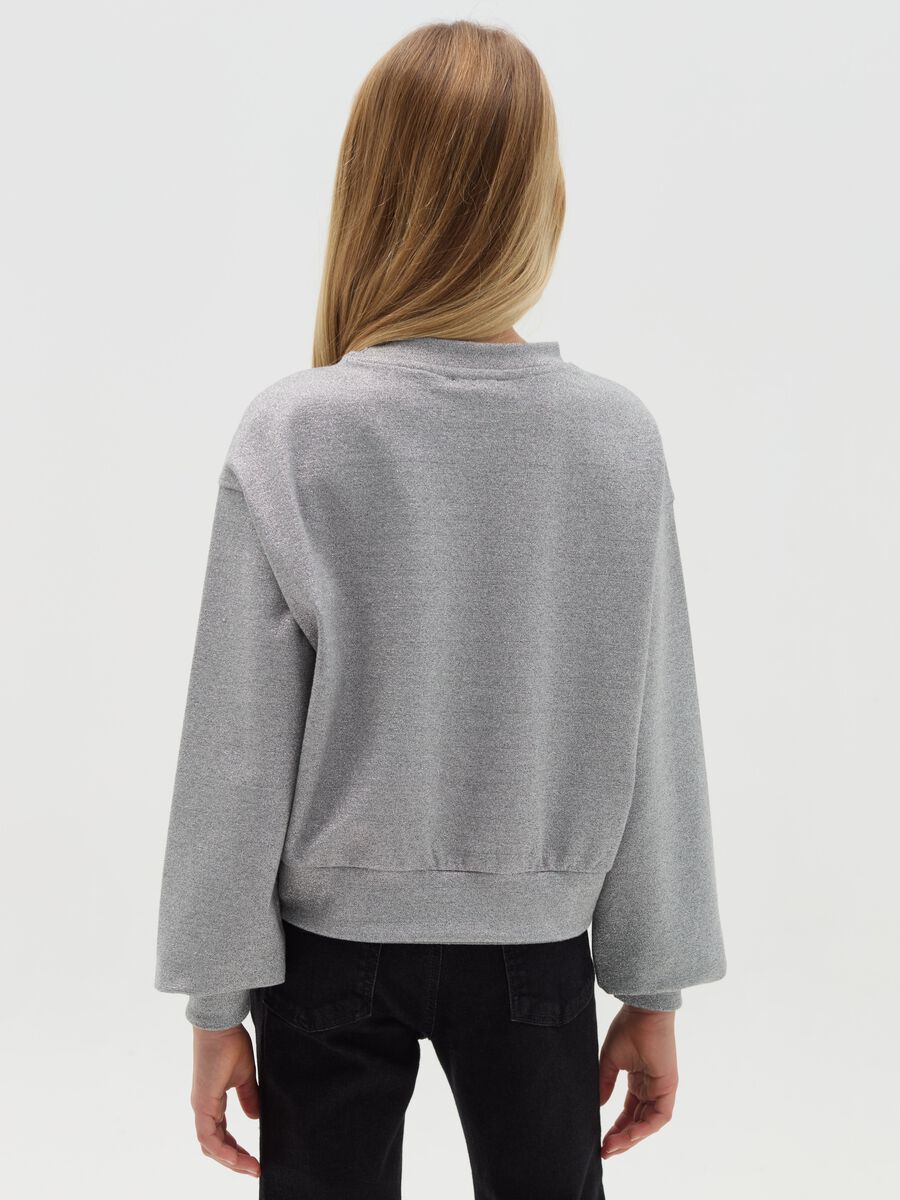 Crop sweatshirt in lurex with embroidered heart_2