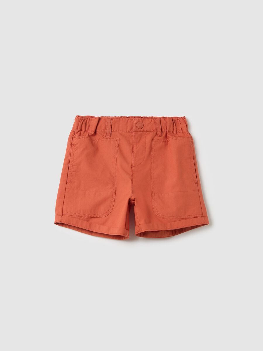 Stretch Orange Cotton Shorts by Fagottino_0