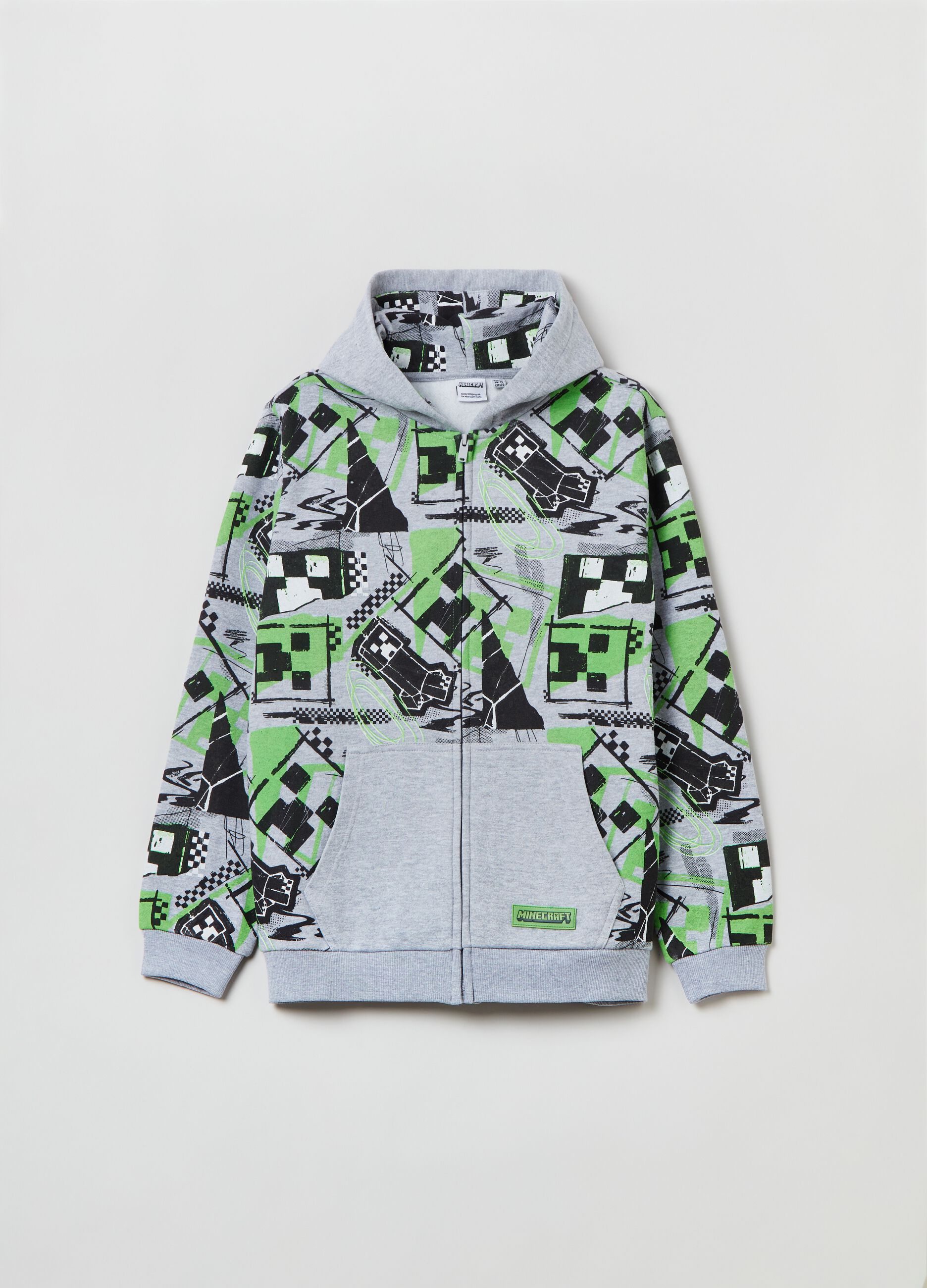 Full zip con cappuccio e stampa Minecraft