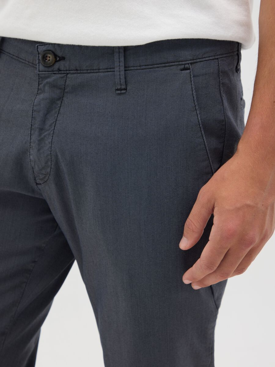 Men's blue slim fit stretch cotton trousers_3