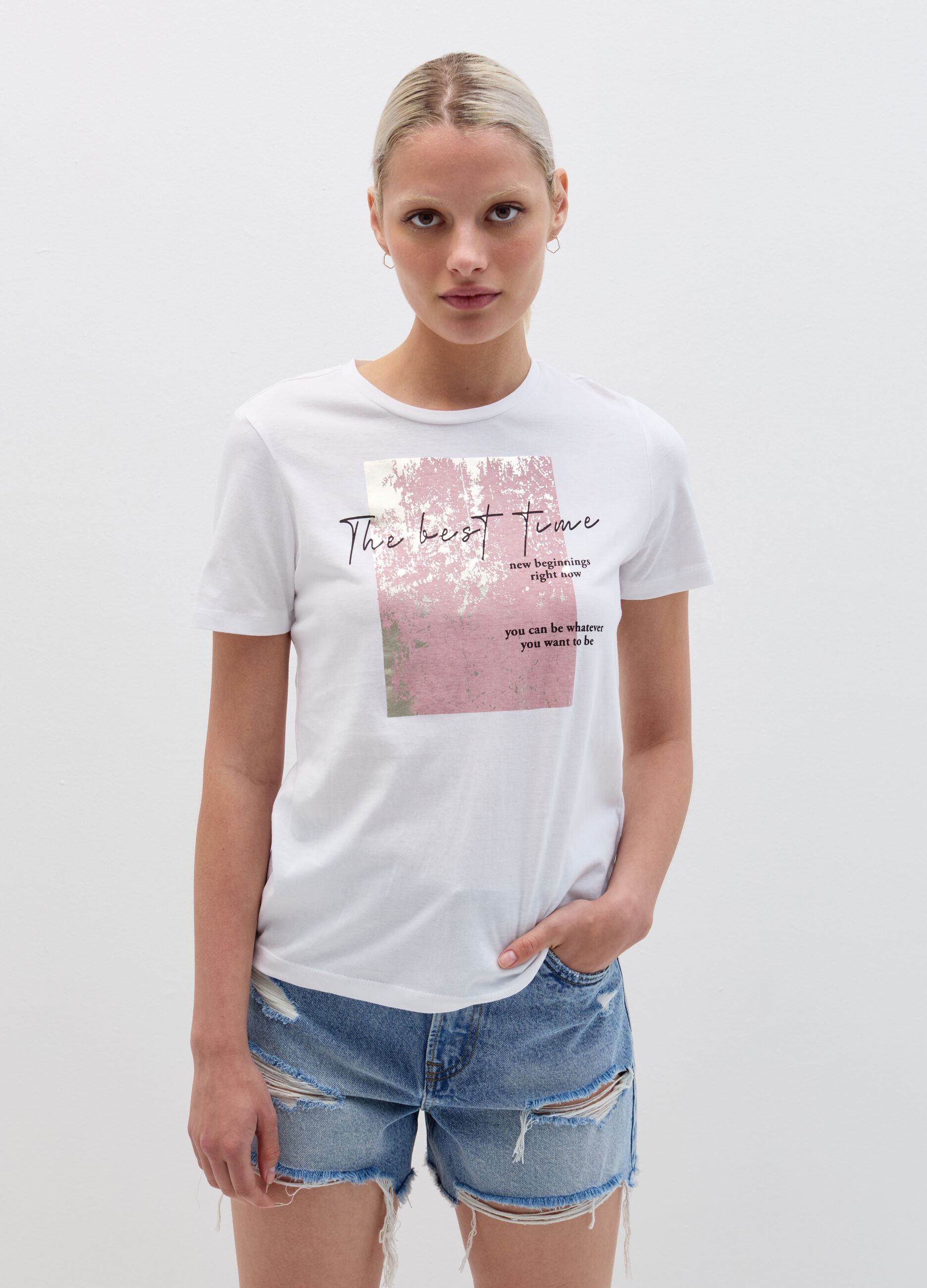 T-shirt con stampa in foil