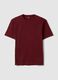 Red pure cotton crew neck T-shirt with relaxed fit_4