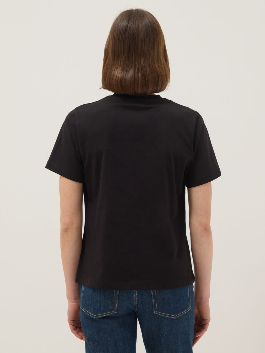 Black pure cotton regular fit T-shirt with sparkly Mickey Mouse_2